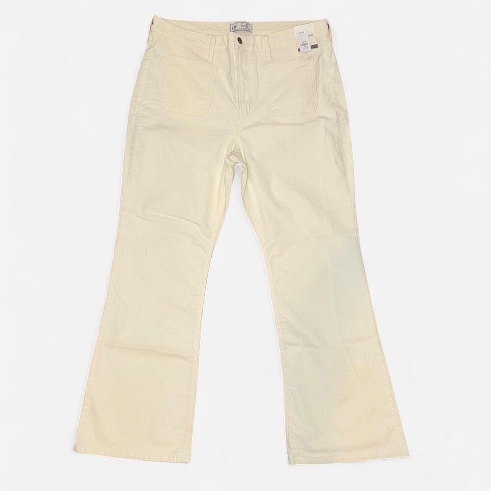 GAP High Rise 70s Flare Cream Corduroy Pants SIZE WOMEN'S 34 / 18 - NWT